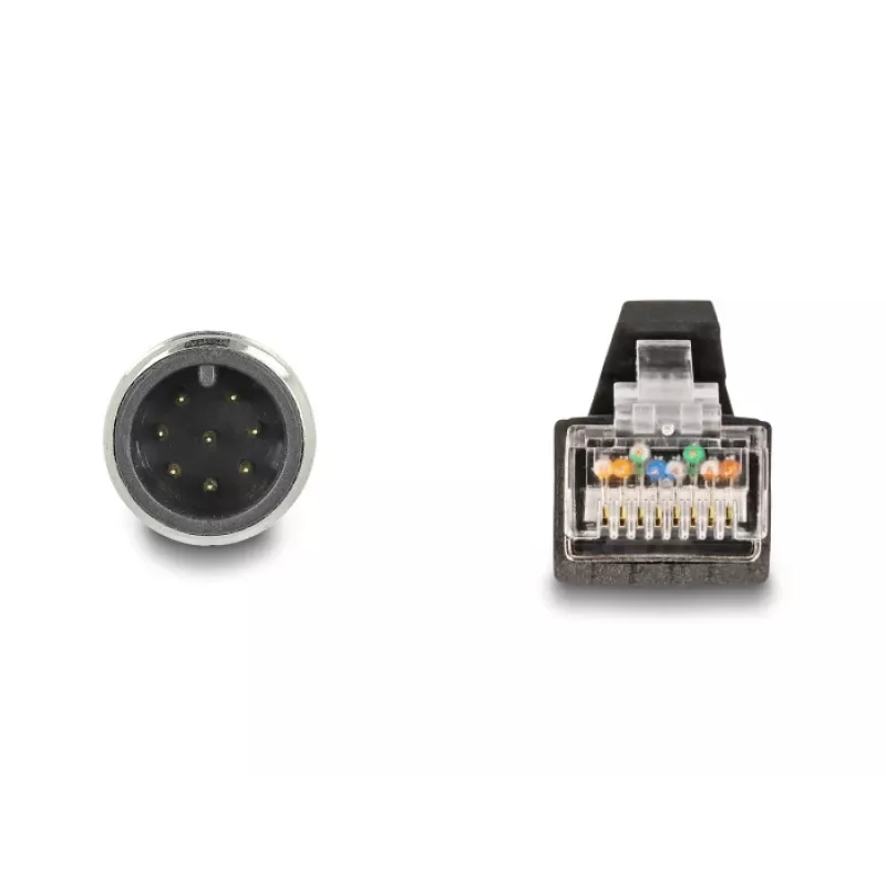 Tīkla kabelis DeLOCK M12 kabelis A-kodēts 8 kontaktu vīrišķais uz RJ45 vīrišķais PUR (TPU) 1 m