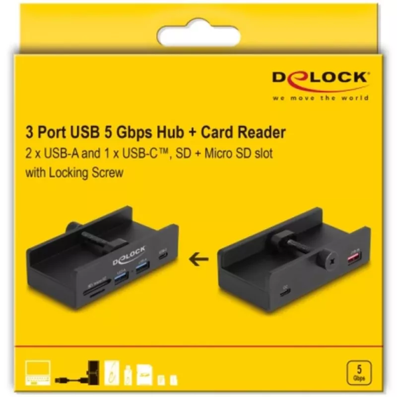 DeLOCK 64263 USB centrmezgls Type-A 5000 Mbit/s melns