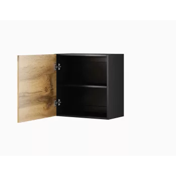 Pie sienas stiprināms glabāšanas skapis cama meble VIGO 50×50×30 cm melns / Wotan ozols