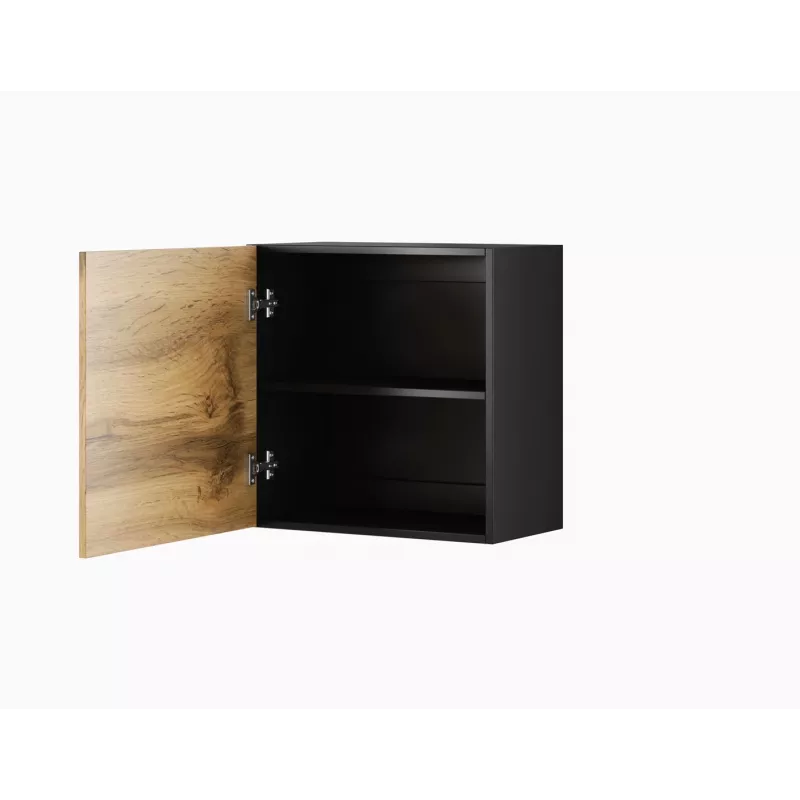 Pie sienas stiprināms glabāšanas skapis cama meble VIGO 50×50×30 cm melns / Wotan ozols