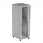 Rack cabinet LANBERG FF01-8047-12SL 47U 800x1000 mm pelēks ar priekšējām un aizmugurējām stikla durvīm un LCD paneļa vietu