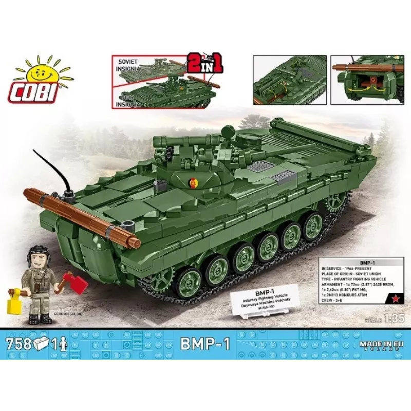 Konstruktoru komplekts Cobi Blocks BMP-1 758 detaļas - mēroga modelis no būvklučiem