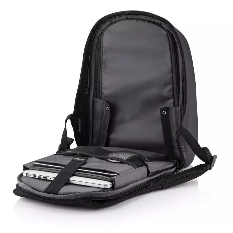 Mugursoma XDDESIGN Bobby Hero XL — 21,5 L, piemērota 17 collu klēpjdatoram, planšetdatora nodalījums, organizatora panelis, melna