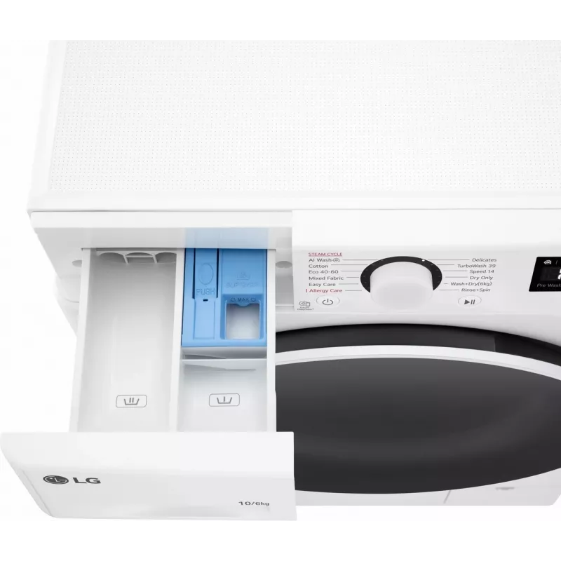 LG F4DR510S0W veļas mazgājamā mašīna ar žāvētāju 10 kg 1400 apgr./min Balta