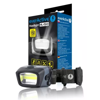 Galvas lukturītis everActive HL-150, galvas lampa, 150 lm, 3 W, IPX4, 3×AAA, melns