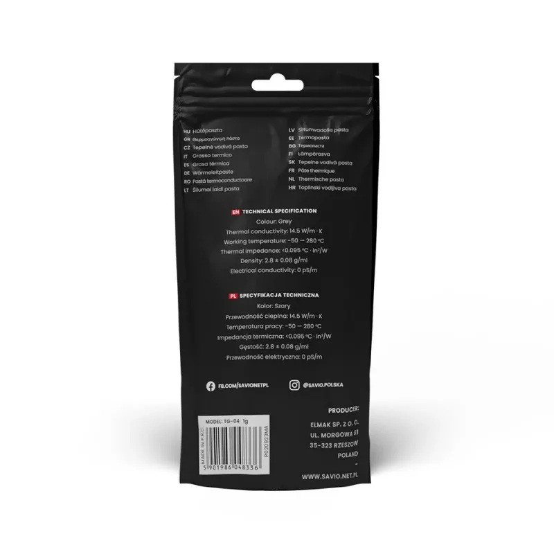 Savio TG-04 Termiskā pasta komponente siltuma izkliedētājam