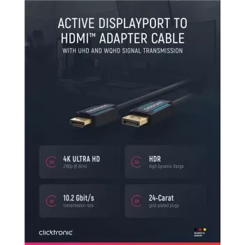 Clicktronic Casual DisplayPort/HDMI™ adaptera kabelis, 2 m — īpaši ātrgaitas kabelis — DisplayPort / HDMI™ — 4K@60Hz (44924)