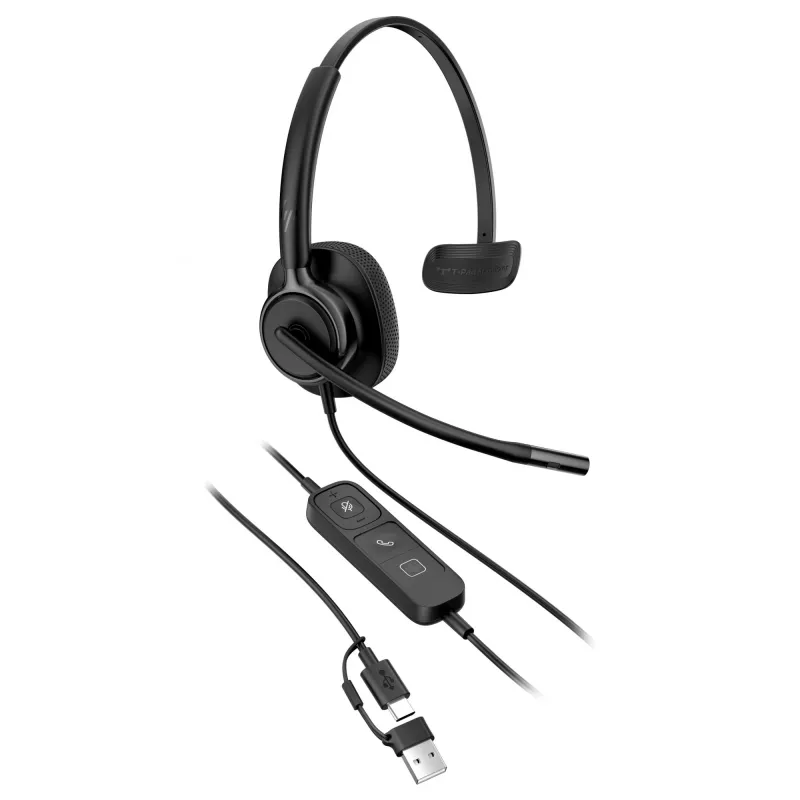 Vadu mono-austiņu USB austiņas HP Poly Mission 415 — vieglas 99 g, vienas auss dizains