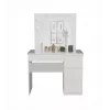 Tualetes galdiņa komplekts MIJAS, piemērota labročiem, top e shop — galds 98×76×51 cm, 4 atvilktnes, LED spogulis, balts, augstums 1460 mm
