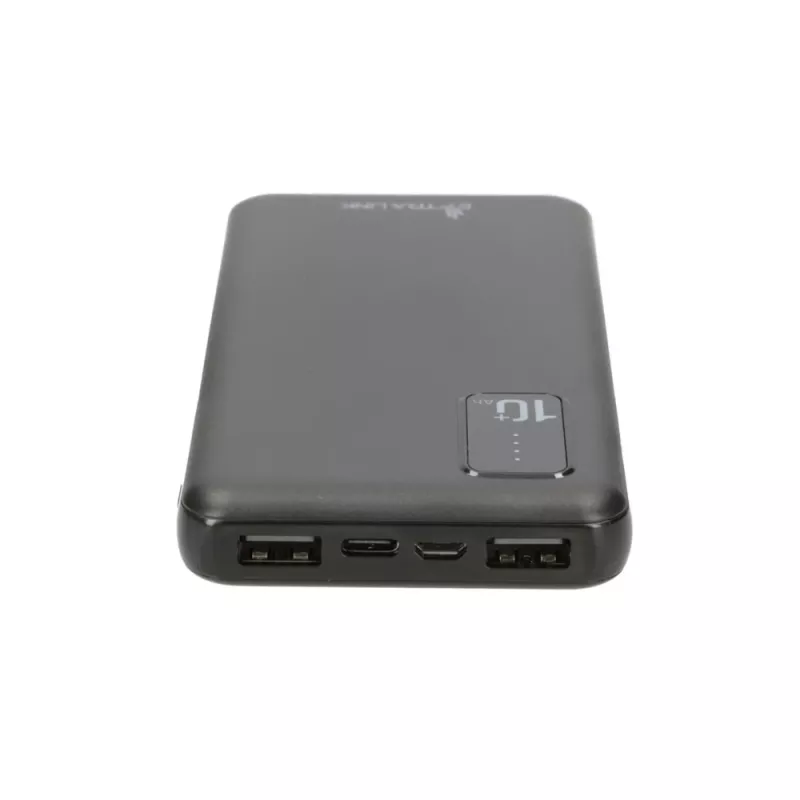 Ārējais akumulators Extralink EPB-098B 10000 mAh, LiPo, 2× USB-A + 1× USB-C, melns