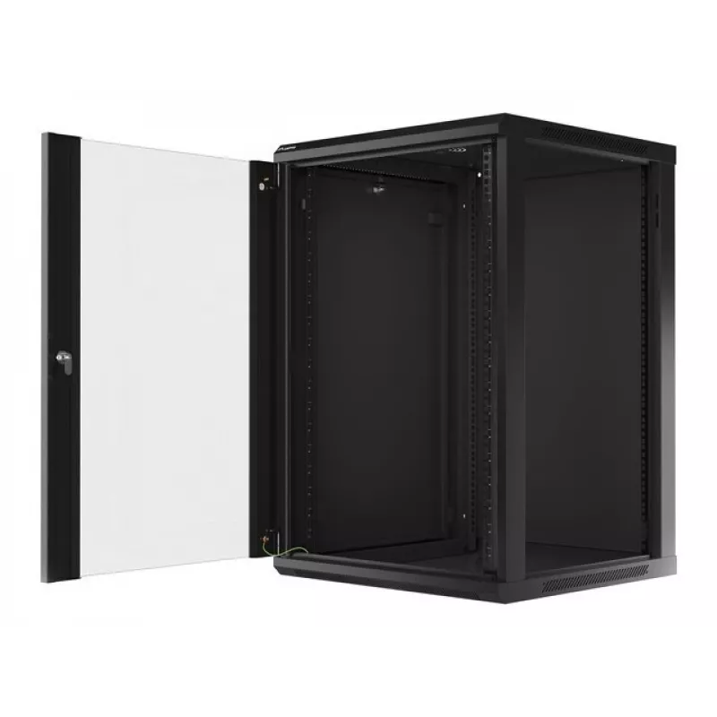 Sienas skapis LANBERG WF01-6618-10B, 18U, 600×600×907 mm, melns, 60 kg