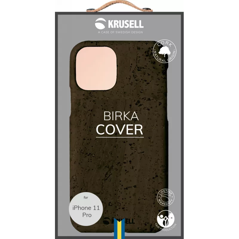 Telefona maciņš Krusell Birka Apple iPhone 11 Pro, tumši brūns ādas stila pārvalks