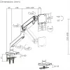 Monitora kronšteins DIGITUS Single, skava, līdz 49 collām (124,5 cm), 20 kg, VESA 75x75–100x100, slīpums -20° līdz 50°, augstumā regulējams, melns