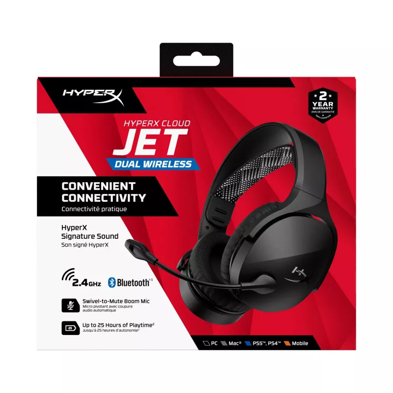 HyperX Cloud Jet - bezvadu spēļu austiņas (melnas)