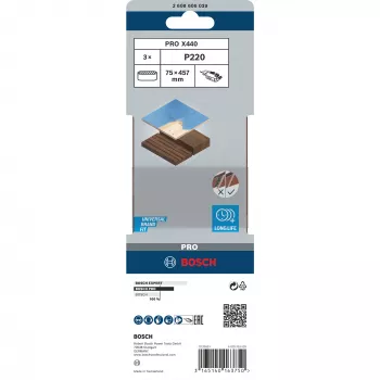 Best for Wood slīplente kokam 3 gab., graudainība 220, 75 mm x 457 mm
