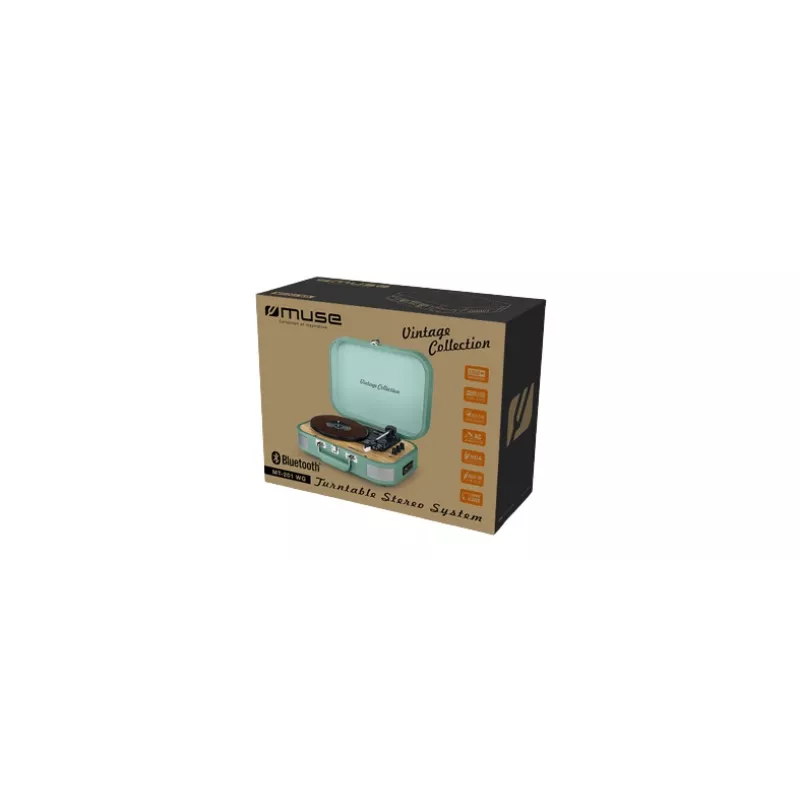 Muse Vintage Collection MT-201 WG digitālais atskaņotājs, platespēlētājs, digitālais ierakstītājs, Bluetooth audio uztvērējs, 10W