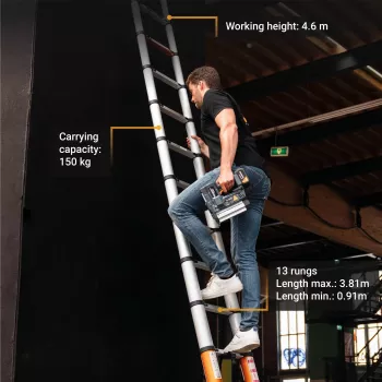 Teleskopiskās kāpnes Batavia B.V. Giraffe AIR 3.81 m, kompaktas izbīdāmas alumīnija kāpnes