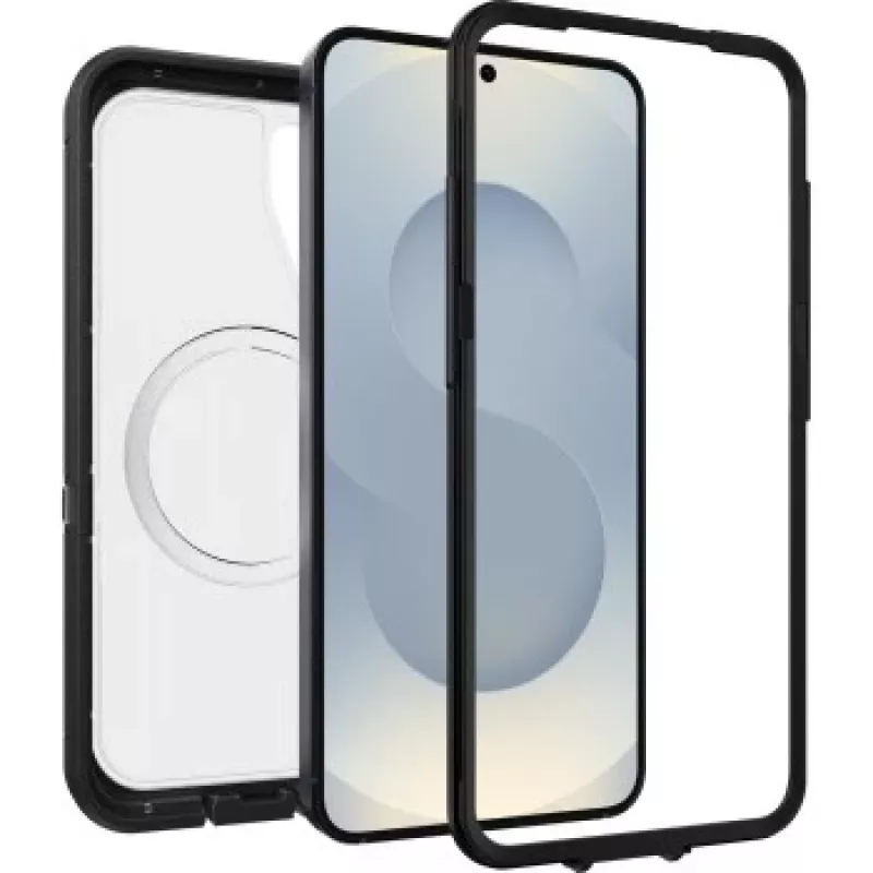 OtterBox Defender XT Clear Magnets apvalks, Samsung Galaxy S25, caurspīdīgs/melns