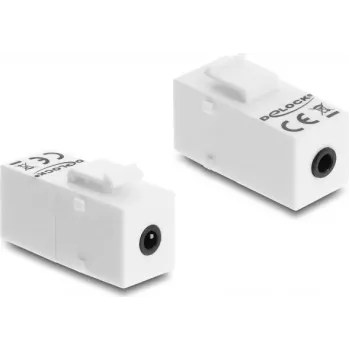 Keystone modulis DELOCK stereo ligzda sievišķā 3.5 mm 4‑pin uz stereo ligzdu sievišķo 3.5 mm 4‑pin balts