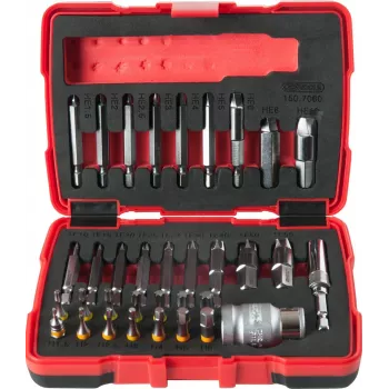 Skrūvju izvilcēja komplekts ks tools 150 1/4 collas 10 mm 34 gab. bojātām un noapaļotām skrūvēm