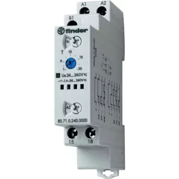 Finder daudzfunkciju laika relejs, pusvadītāju izeja 80.71.0.240.0000 80.71.0.240.0000 24 - 240 V DC/AC 1 normāli atvērts kontakts 1 A 2 (80.71.0.240.0000)