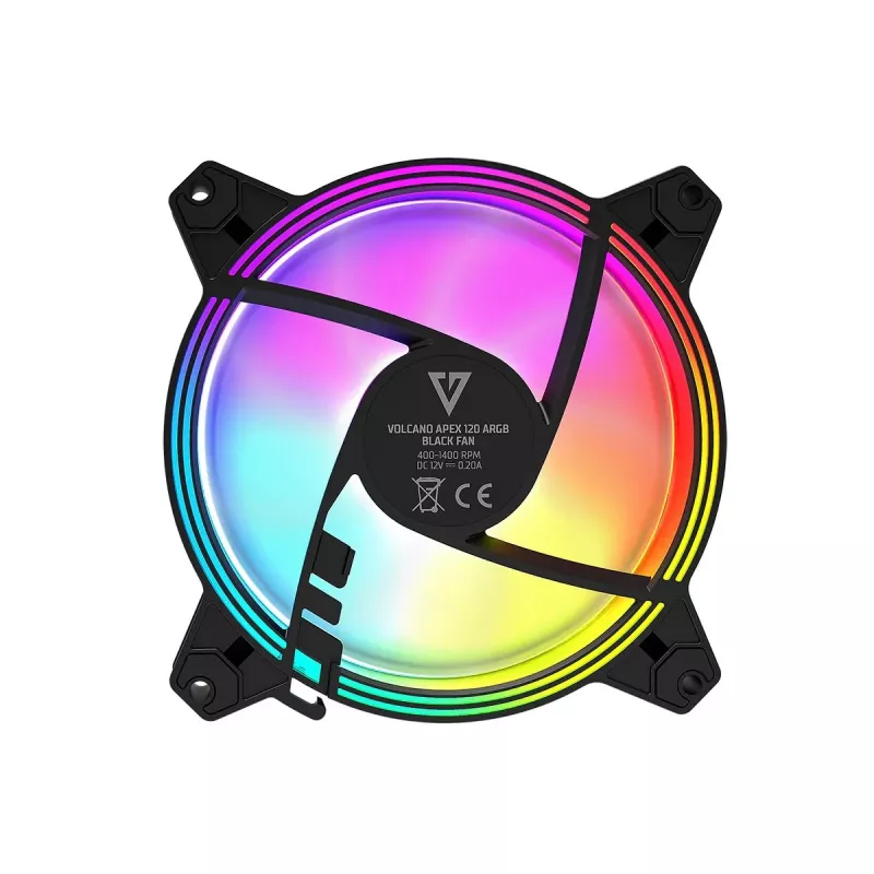 120mm korpusa ventilators MODECOM VOLCANO APEX 120 ARGB melns