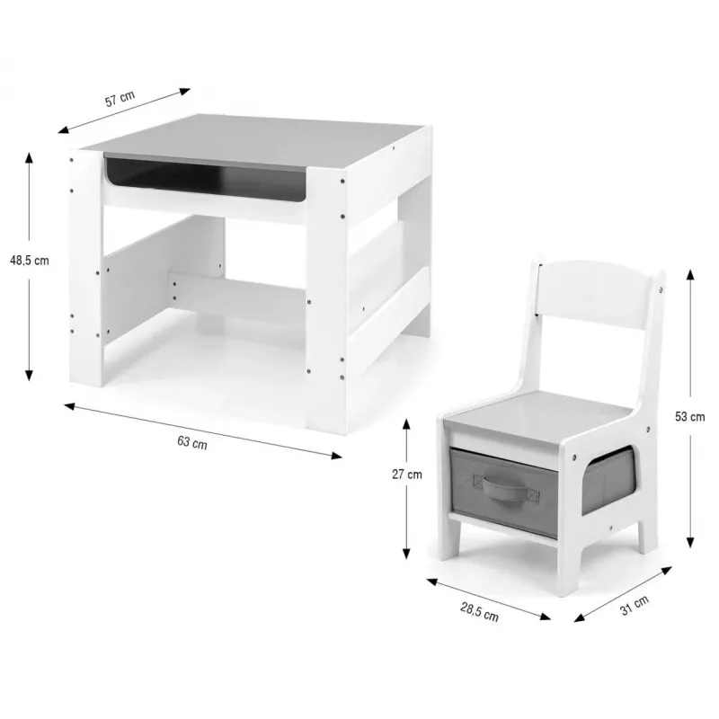 Bērnu mēbeļu komplekts Milly Mally Sven balta – modelis 5488, balta apdare