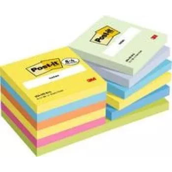 3M Post-it līmlapiņu piezīmju bloks Notes 76x76mm 654-TFEN-P8+4 dažādu krāsu 12 gab./iepakojumā.