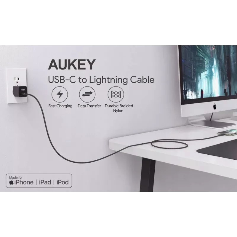 AUKEY CB-CL03 2 m Melns