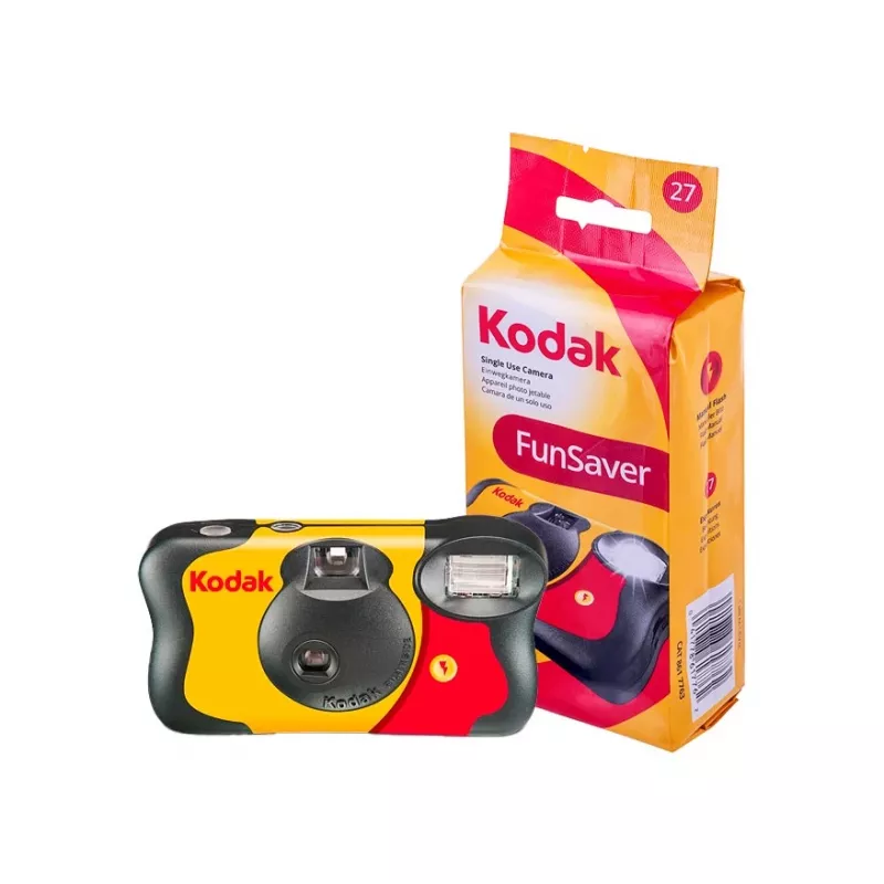 Kodak FunSaver vienreizējās lietošanas fotoaparāts ar zibspuldzi, krāsaina filma un zibspuldze, 27 fotoattēli, ISO 400