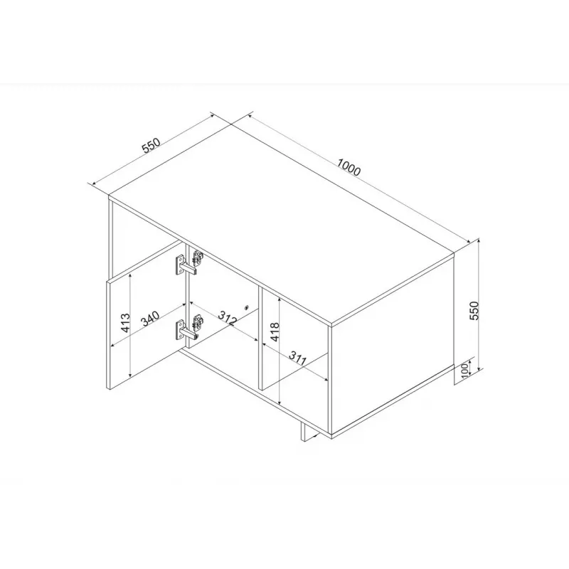 Kafijas galdiņš cama meble ALMA 100×55×55 cm, taisnstūrveida smilškrāsas galda virsma, kašmira apdare