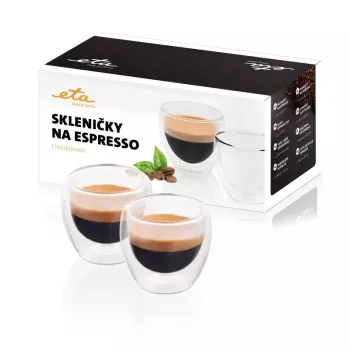 Espreso glāžu komplekts Eta Espresso 80 ml caurspīdīgs borosilikāta stikls