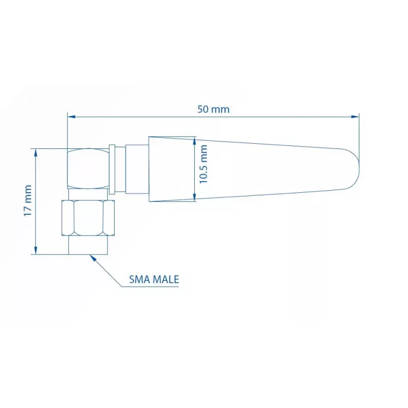 Teltonika LTE antena 003R-00296, 5dBi, SMA-vīriešu, leņķa