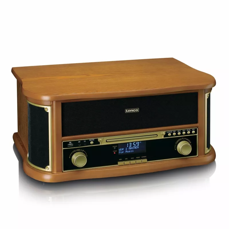 Lenco TCD-2571WD atskaņotājs 10W koka 1 klājs DAB FM Bluetooth