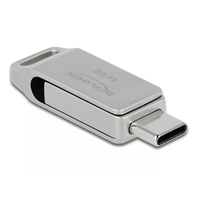 DeLOCK USB zibatmiņa 64GB USB-C Type-A grozāma metāla korpusā