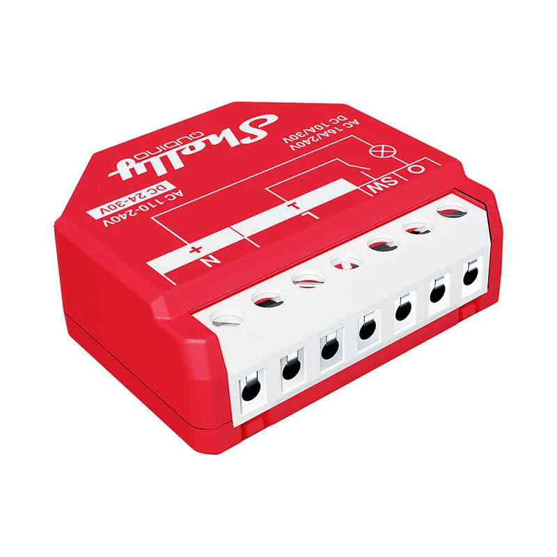 Viedais slēdzis Shelly W 1PM plastmasas 16A 110–240V, Z‑Wave, 868,4 MHz, sarkans, 42×37×16 mm