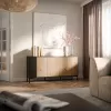 Kumode cama meble MERCI 151 x 40 x 74 cm — melna / artisan ozols, skaidu plātne