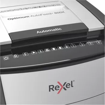 Rexel Optimum AutoFeed+ 600X Automātiskais krustveida griezuma papīra smalcinātājs P4