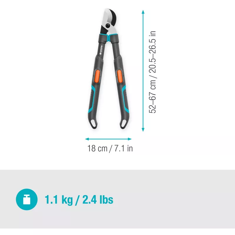 Gardena zaru šķēres TeleCut Pro S pelēks/tirkīzs 52 cm - 67 cm (12040-88)