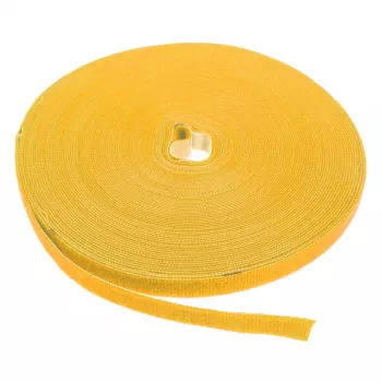 LABEL THE CABLE LTC PRO Roll Strap, abpusējs āķa un cilpas rullis, 25 m dzeltens