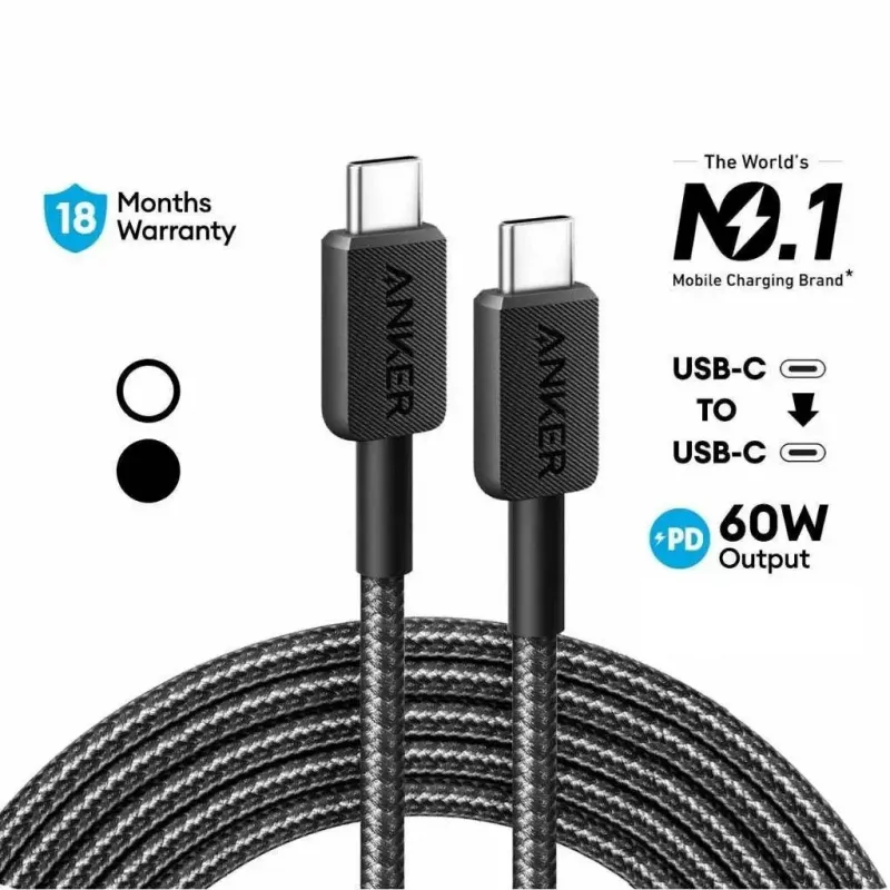 USB Kabelis Anker 322 0.9m USB C Melns