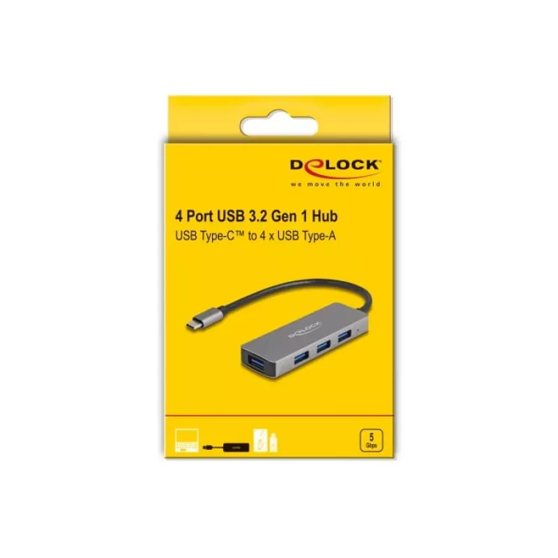 DeLOCK 63173 USB centrmezgls Type-C 5000 Mbit/s melns