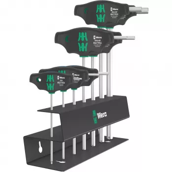 T veida rokturu komplekts Wera Series 400 454/7 HF, 7-daļīgs T veida rokturu komplekts ar sešstūra un skrūvgrieža uzgaļiem