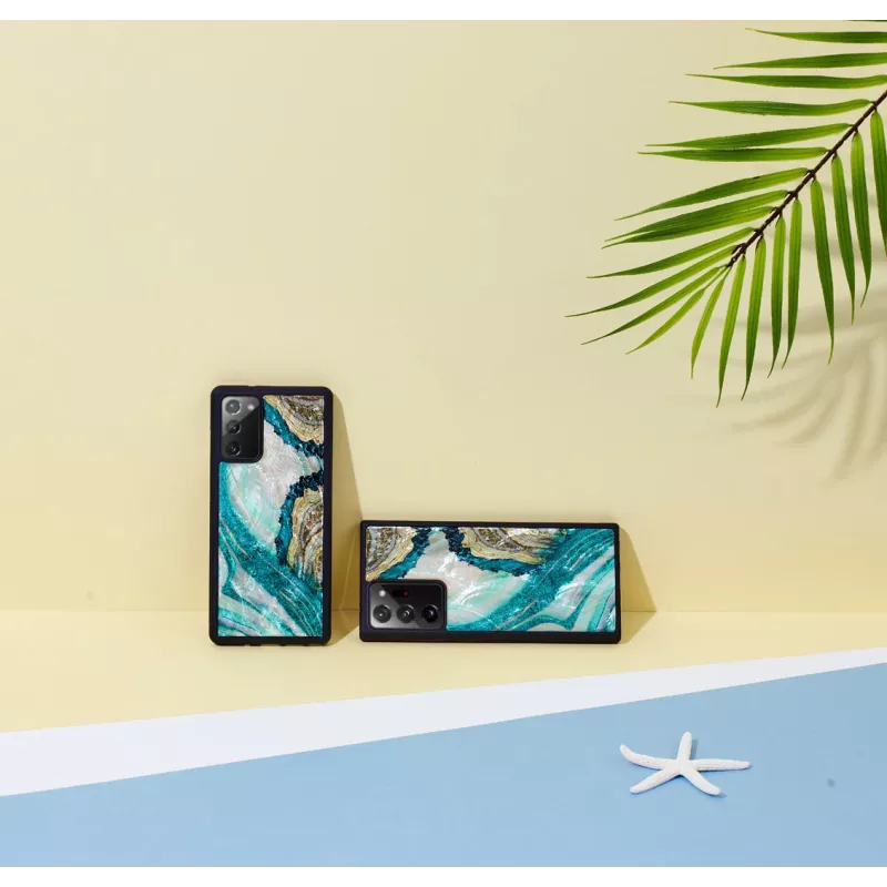 Aizsargājošs tālruņa maciņš iKins Samsung Galaxy Note 20 — Aqua Agate dizains