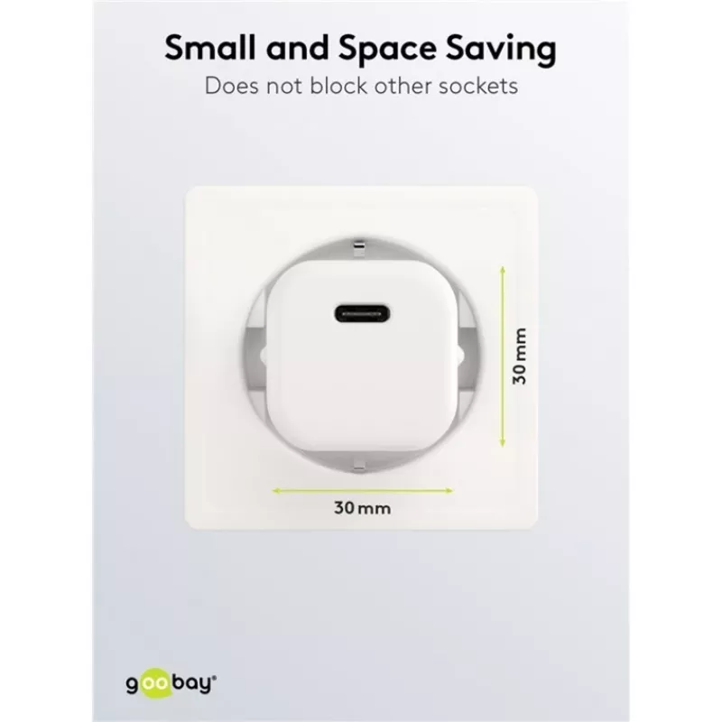 Goobay Universāls melns AC ātrās uzlādes iekštelpu lādētājs 65403 USB Type-C 110-240V