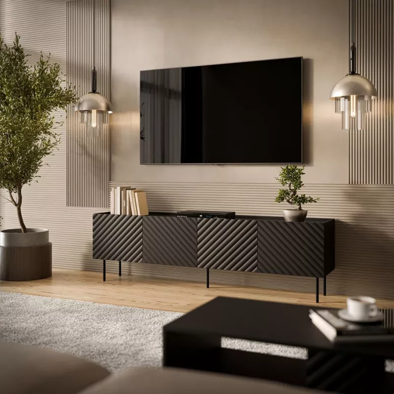 Cama LUCCA 4D TV skapis 200x40x59 melns