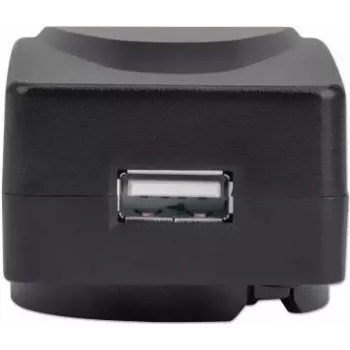 Manhattan tīkla USB-A mobilās ierīces lādētājs ar UK/ES/ASV adapteriem, viedtālruņa lādētājs, maināms tīkla adapteris, trīs gadu garantija, melns