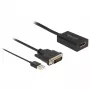 Delock - Adaptera vads - DVI-D, USB (tikai strāvai) (M) uz DisplayPort (W) - DisplayPort 1.2 - 50cm - 4K 30 Hz atbalsts - Melns (63189)