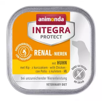 Mitrā suņu barība animonda Integra Protect Nieren ar vistu 150 g — pieaugušiem suņiem, nieru atbalstam, bez graudaugiem un lipekļa
