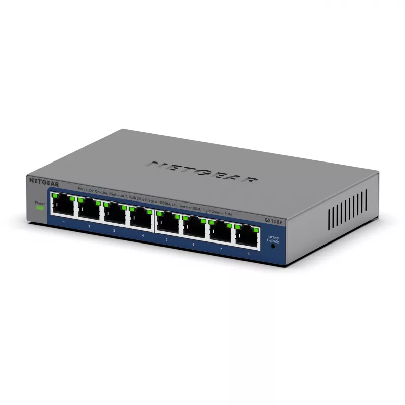 NETGEAR GS108Ev4 Nepārvaldīts L2/L3 Gigabit Ethernet (10/100/1000) Pelēks